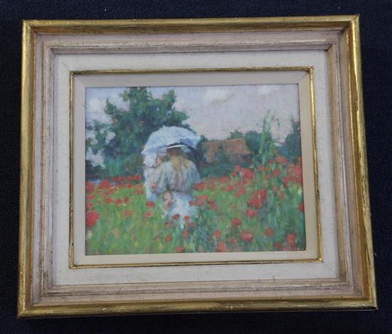 Mark Rowbotham (1959-) Poppy fields 7.5 x 9.5in.